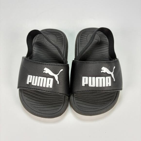 Puma Cool Cat 2.0 Black Slip On Backstrap Comfort Slide Sandals Kids Size 6 - Picture 3 of 7